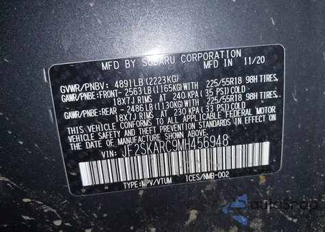 2021 Subaru Forester Sport из США, поврежденный, VIN JF2SKARC9MH456948